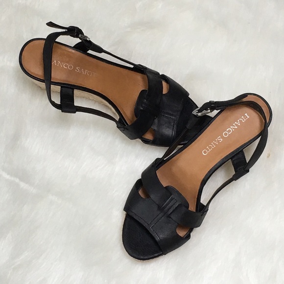 Black Leather Espadrille Sandal Crispin Sling Back - Picture 2 of 8